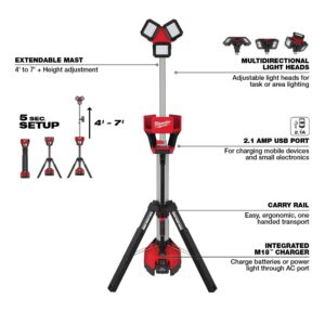 Milwaukee M18 18-Volt Lithium-Ion Cordless ROCKET LED Stand Light/Charger Kit with HIGH OUTPUT 8.0 Ah Battery