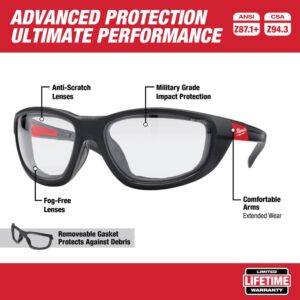 Milwaukee M18 FUEL 1/4 in. 18-Volt 18-Gauge Lithium-Ion Brushless Narrow Crown Stapler and Clear Performance Safety Glasses