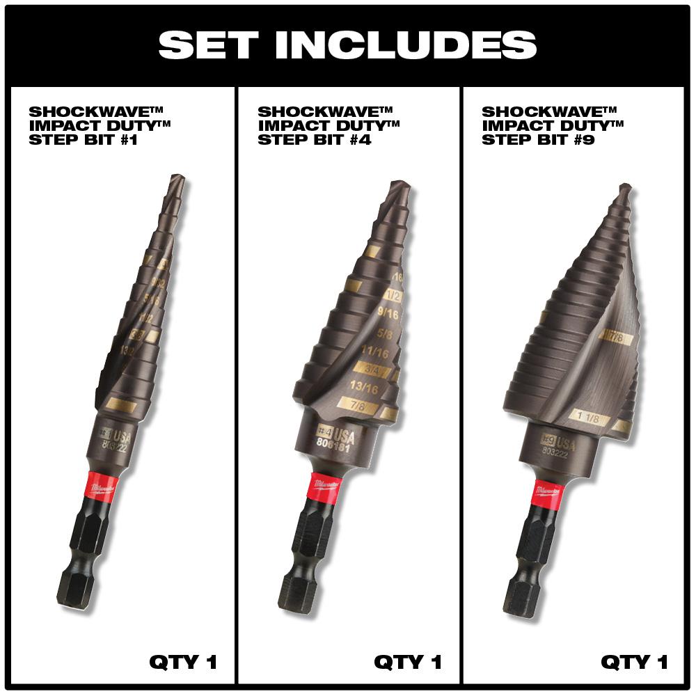Milwaukee Titanium SHOCKWAVE Impact Duty Step Bit Kit with Cobalt Drill Bit Set (18-Piece)