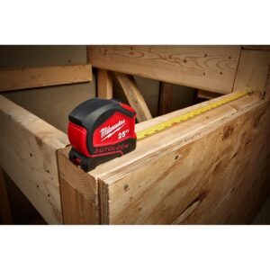 Milwaukee 25 ft. x 1.3 in. W Blade Tape Measure with 14 ft. Standout with 16 ft. Compact Auto Lock Tape Measure