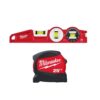 Milwaukee 25 ft. x 1.2 in. Compact Wide Blade Tape Measure with 12 ft. Standout and Torpedo Level
