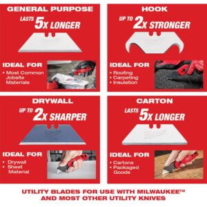 Milwaukee FASTBACK Compact Folding Utility Knife (3-Piece) with Utility Blade (50-Pack)