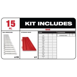 Milwaukee Combination SAE Wrench Mechanics Tool Set (15-Piece)