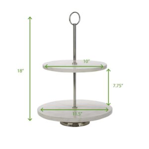 Mind Reader White 2 Tier Marble Pastry Stand, Party Pastry Display, Cupcake Stand Holder, Tiered Serving Dessert Display Tray