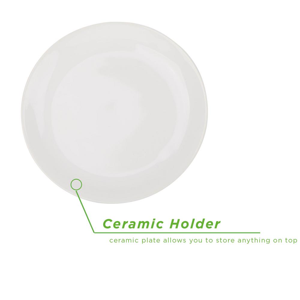 Mind Reader Silver Ceramic & Galvanized Cake Stand, Party Cake Display, Cupcake Stand Holder, Dessert Display Tray