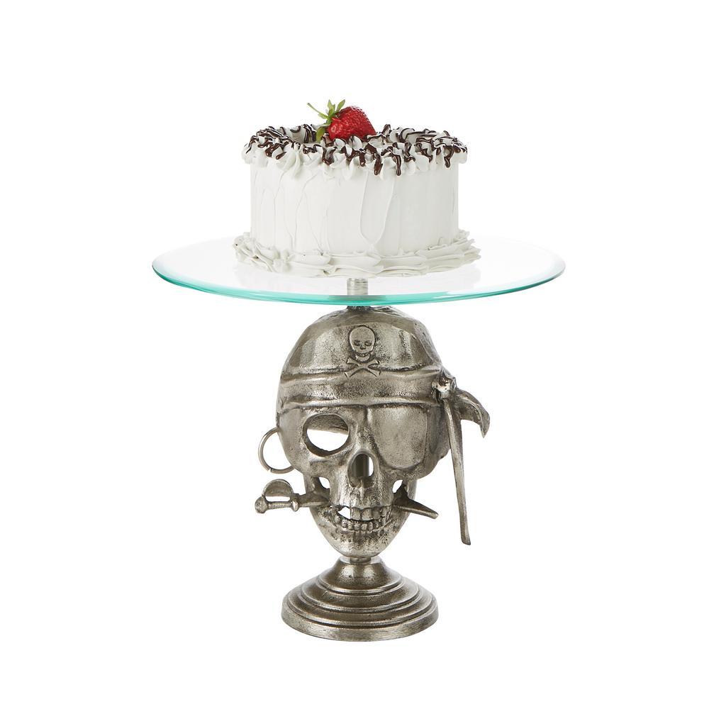 Mind Reader 21 in. Tier Silver Metal Cake Stand Party Cake Display, Cupcake Display