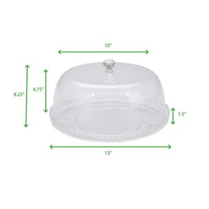 Mind Reader 10 in. x 7.25 in. Clear Diamond Acrylic Cake Holder with Cover, Cake Display, Dessert Display Tray, Cake Storage