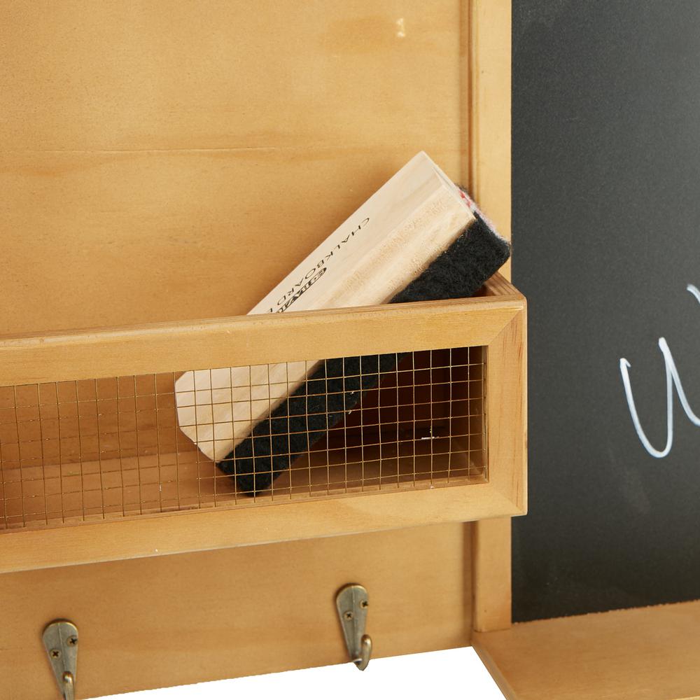 Mind Reader Brown Wall Mount Chalk Memo Board Entrance Organizer Rack