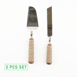 Mind Reader Roped Dessert Knifes 2-Piece Dessert Tool Set Stainless Steel Roped Handle Server
