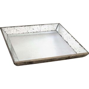 A & B Home 20 in. x 20 in. Decorative Glass Tray in Rustic White