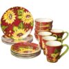Certified International Sunset Sunflower 16-Piece Traditional Multi-color Ceramic Dinnerware Set (Service for 4)