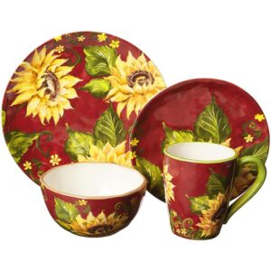 Certified International Sunset Sunflower 16-Piece Traditional Multi-color Ceramic Dinnerware Set (Service for 4)