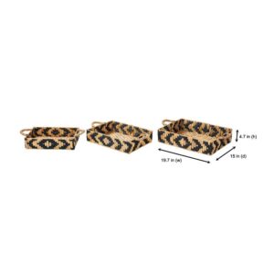 Home Decorators Collection Home Decorators Collection Black and Natural Water Hyacinth Decorative Rectangle Tray (Set of 3)