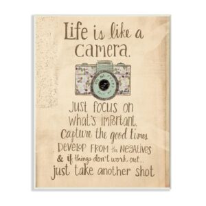 Stupell Industries 12.5 in. x 18.5 in. "Life Is Like A Camera Inspirational" by Katie Doucette Printed Wood Wall Art