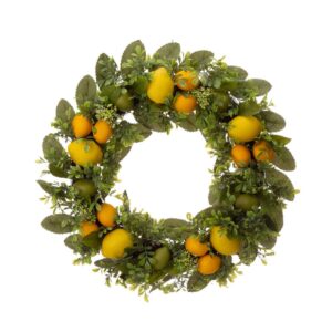 Glitzhome 22 in. D Artificial Greenery Lemon Wreath