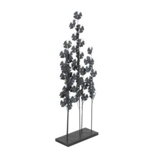 LITTON LANE Iron Metal Turquoise Ginkgo Leaves on Straight Stems Sculpture