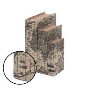 LITTON LANE Nautical Rectangular Synthetic Leather Book Boxes (Set of 3)