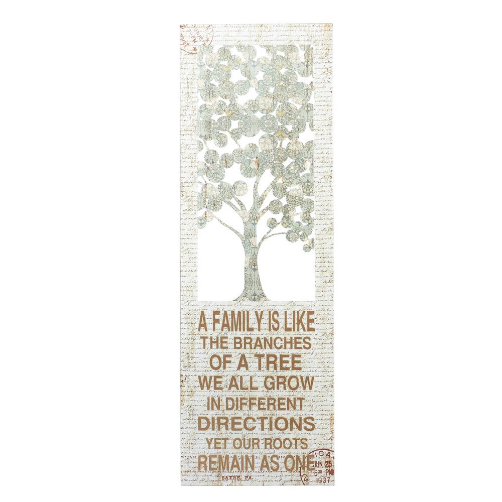 LITTON LANE 12 in. x 36 in. Shabby Chic "A Family is Like the Branches" Inspirational Statement Wall Decor