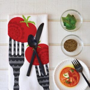 RITZ T-fal Multicolor Fork Cotton Print Dual and Solid Kitchen Dish Towel (Set of 6)