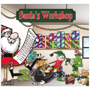 My Door Decor 7 ft. x 8 ft. Santa's Workshop-Outdoor Holiday 2-Car Split Garage Door Decor Mural for Split Car Garage, 2-Graphic Kit