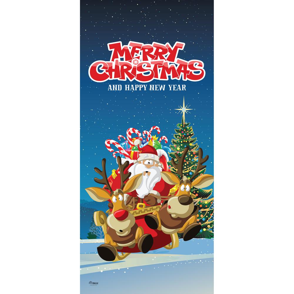 My Door Decor 36 in. x 80 in. Santa's Take off-Christmas Front Door Decor Mural