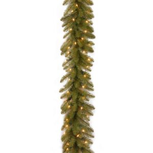 National Tree Company 9 ft. Pre-Lit Dunhill Fir Garland with Clear Lights