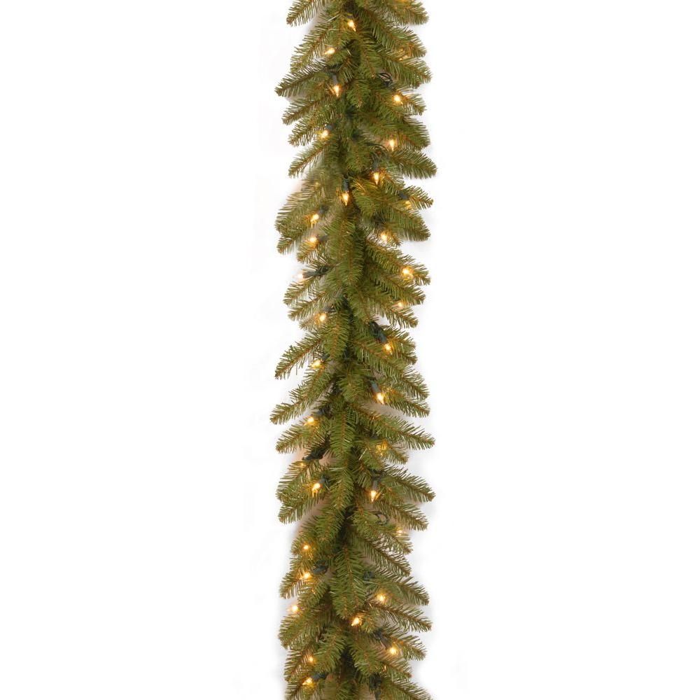 National Tree Company 9 ft. Pre-Lit Dunhill Fir Garland with Clear Lights