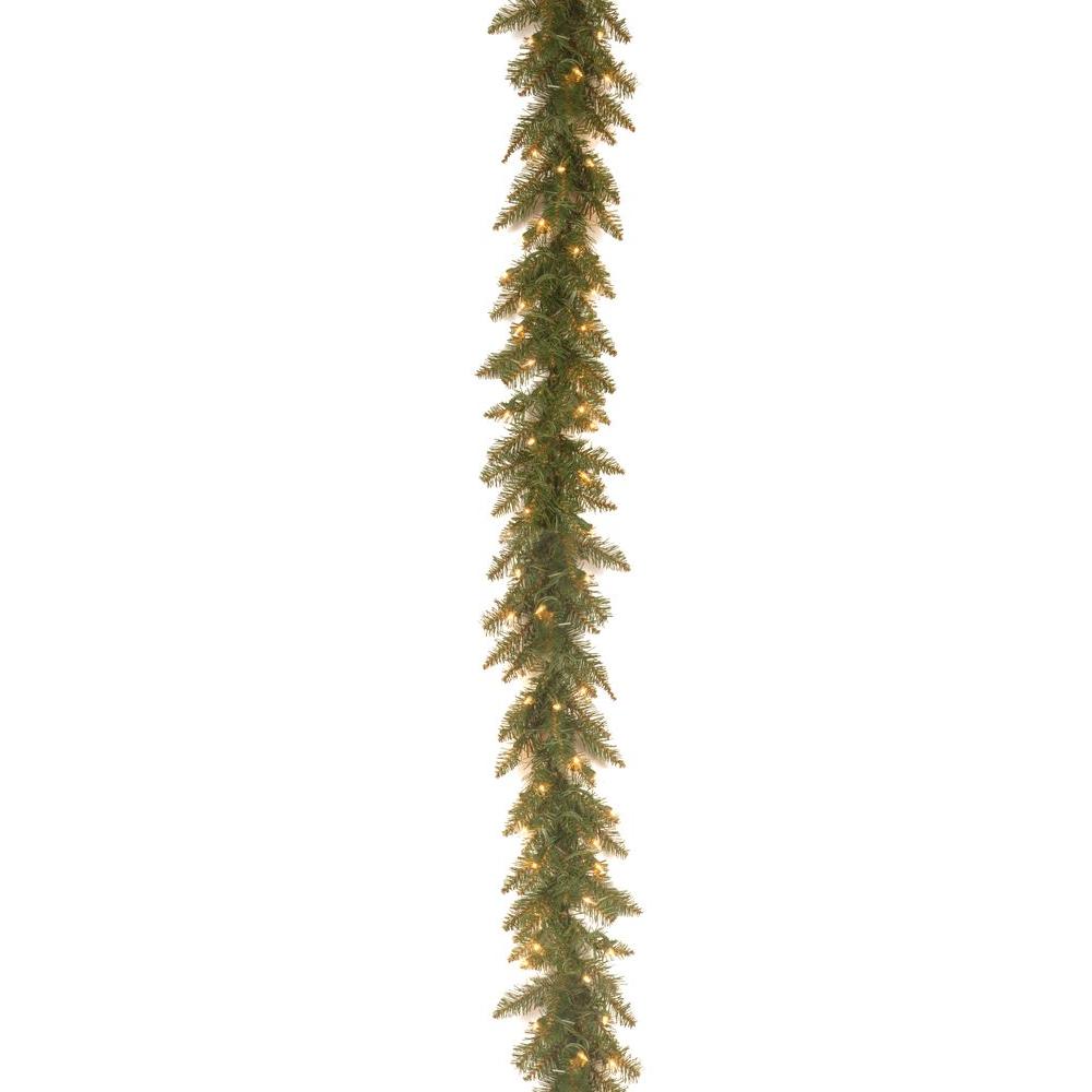 National Tree Company 9 ft. Pre-Lit Dunhill Fir Garland with Clear Lights