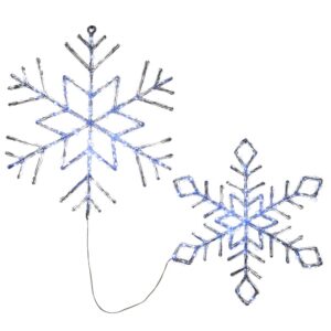 National Tree Company 20 in. and 24 in. Ice Crystal Snowflake with White LED Light (Set of 2)