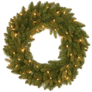 National Tree Company 24 in. Avalon Spruce Artificial Wreath with Clear Lights