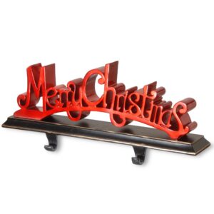 National Tree Company 18 in. Polyresin Merry Christmas Red Decor includes Base and Hooks