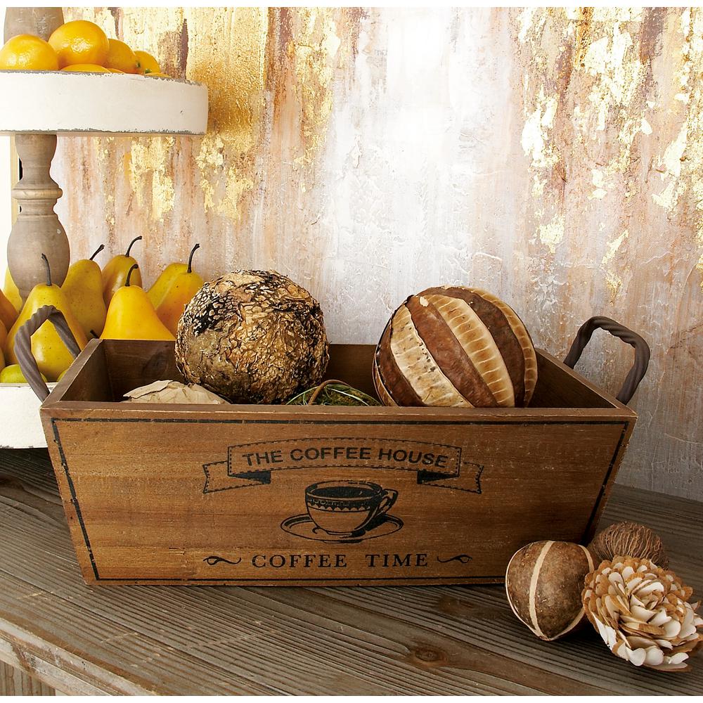 LITTON LANE Farmhouse Natural Brown Decorative Wine Trays (Set of 2)