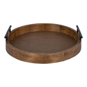 Kate and Laurel Lipton 18 in. x 18 in. Natural Round Wood Decorative Tray