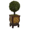 Nearly Natural 27 in. High Indoor Boxwood Ball Topiary Artificial Tree in Decorative Planter