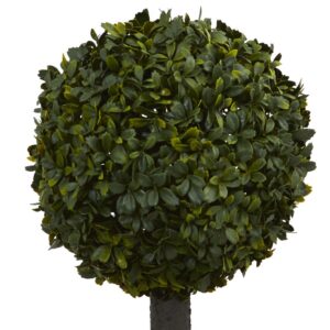 Nearly Natural 27 in. High Indoor Boxwood Ball Topiary Artificial Tree in Decorative Planter
