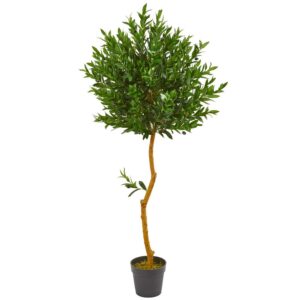 Nearly Natural 58 in. Indoor/Outdoor Olive Topiary Artificial Tree
