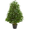 Nearly Natural 3 ft. Indoor/Outdoor Bay Leaf Artificial Topiary Tree