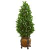 Nearly Natural Indoor 56-In. Bay Leaf Cone Topiary Artificial Tree in Decorative Planter