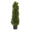 Nearly Natural 3 ft. Sweet Bay Cone Topiary Artificial Tree