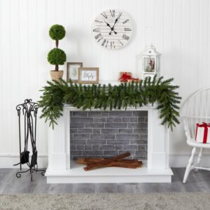 Nearly Natural 6 ft. Battery Operated Pre-lit Green Pine Artificial Christmas Garland with 35 Clear LED Lights