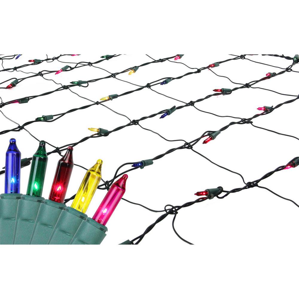 Northlight 4 ft. x 6 ft. Multi-Color Mini Net Style Christmas Lights with Green Wire