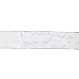 Northlight 2.5 in. x 16 yds. Snowy White and Metallic Silver Circle Wired Craft Ribbon
