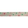 Northlight 2.5 in. x 16 yds. Red and Green Glitter Snowflake Burlap Wired Craft Ribbon