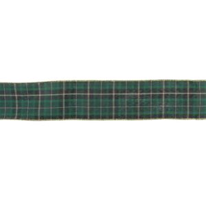 Northlight 2.5 in. x 16 yds. Green and Gold Plaid Wired Craft Ribbon