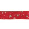 Northlight 2.5 in. x 16 yds. Metallic Gold Glitter Stars on Bright Red Wired Craft Ribbon