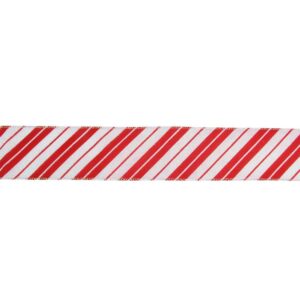 Northlight 2.5 in. x 16 yds. Iridescent Candy Cane Diagonal Stripe Wired Craft Ribbon