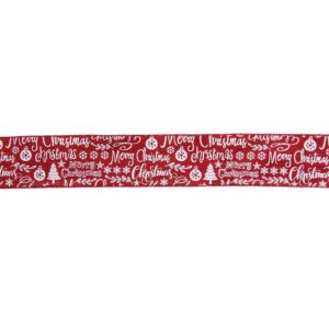 Northlight 2.5 in. x 16 yds. Red and White Merry Christmas Design Wired Craft Ribbon