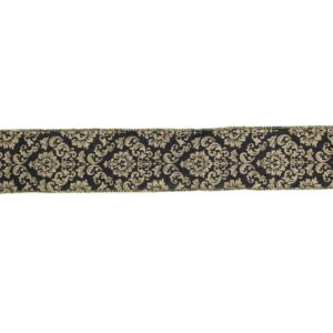 Northlight 2.5 in. x 16 yds. Black and Gold Damask Christmas Wired Craft Ribbon