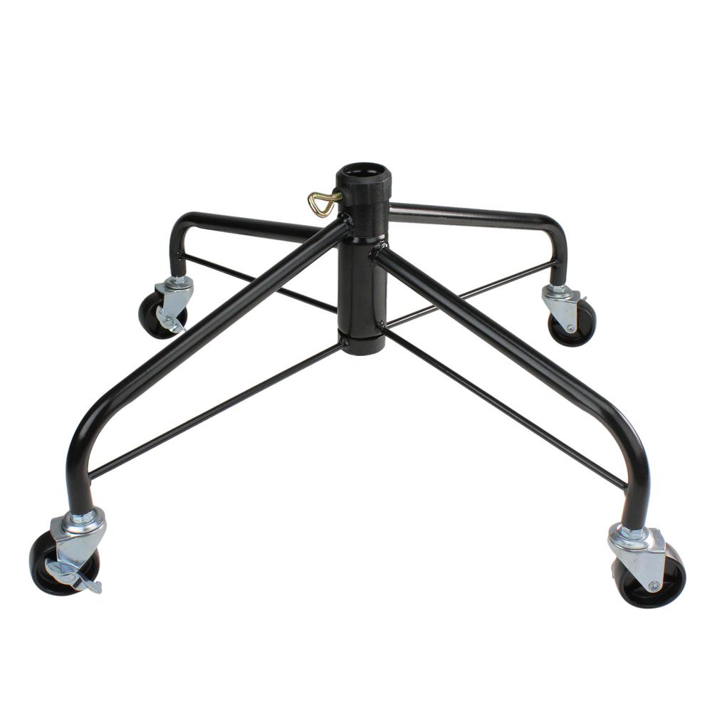 Northlight Black Metal Rolling Christmas Tree Stand for 6.5 ft. to 7.5 ft. Artificial Trees - 1.25 in. Pole Diameter