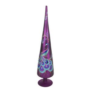Northlight 18.5 in. Regal Peacock Purple with Teal and Blue Glitter and Gem Glass Finial Christmas Tree Topper